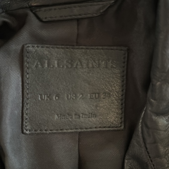All Saints Dalby Leather Biker Jacket, great condition max worn in, size 2 - Picture 2 of 4
